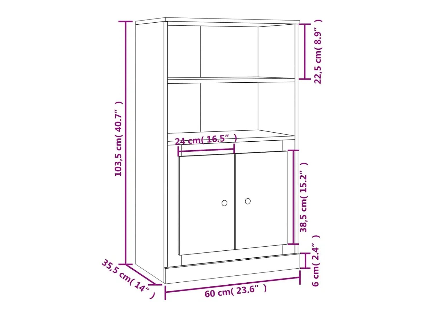 Aparador alto roble Sonoma 60x35,5x103,5 cm madera de ingeniería