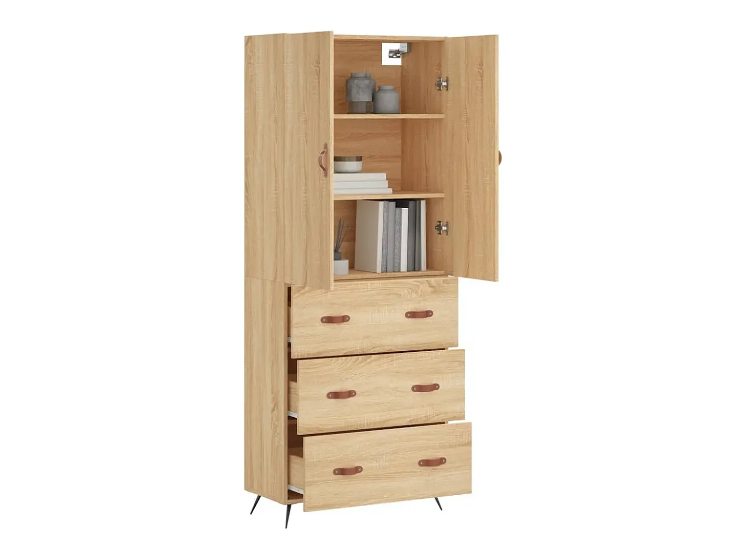 Aparador alto roble Sonoma 69,5x34x180 cm Madera de ingeniería