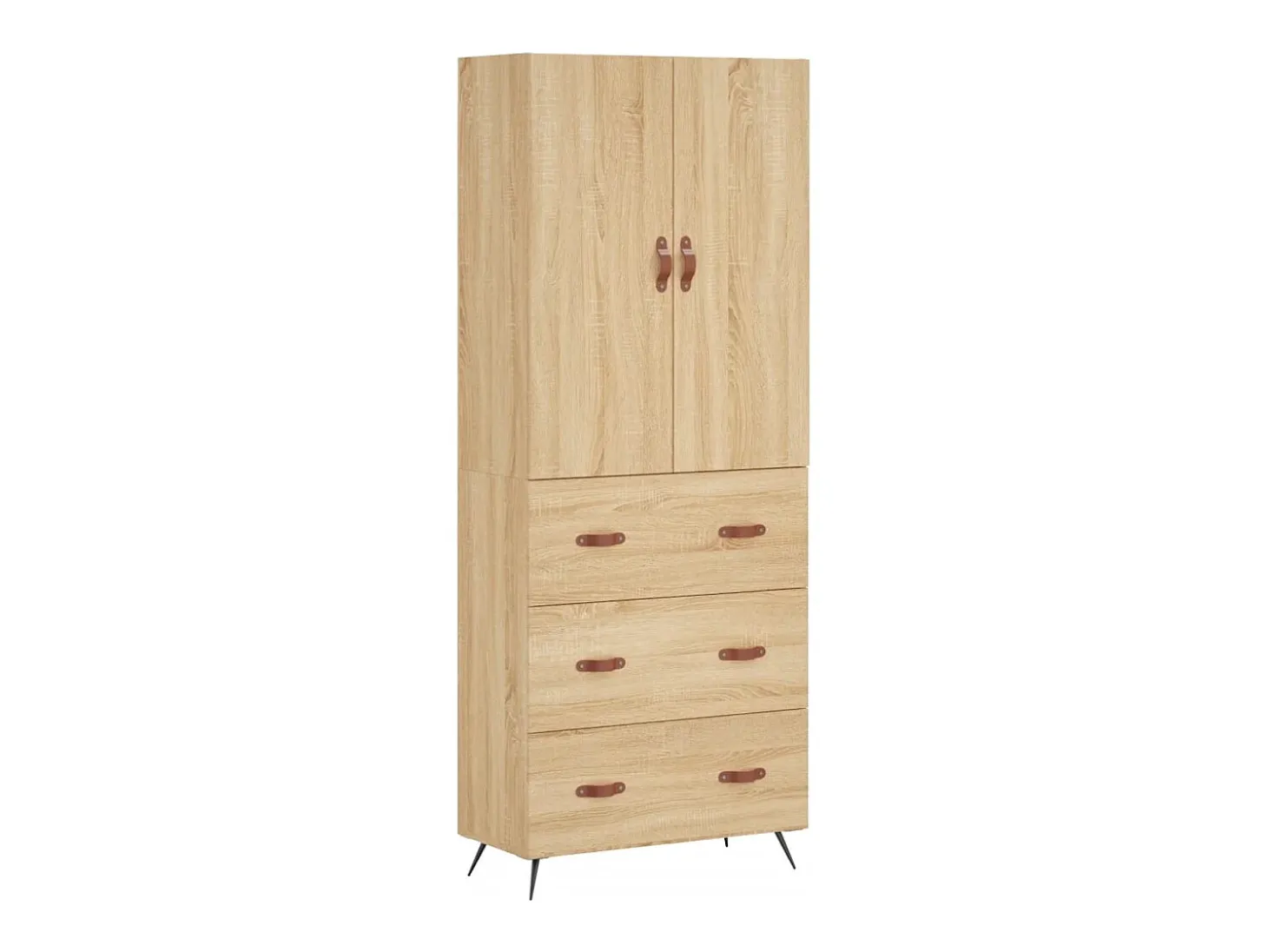 Aparador alto roble Sonoma 69,5x34x180 cm Madera de ingeniería