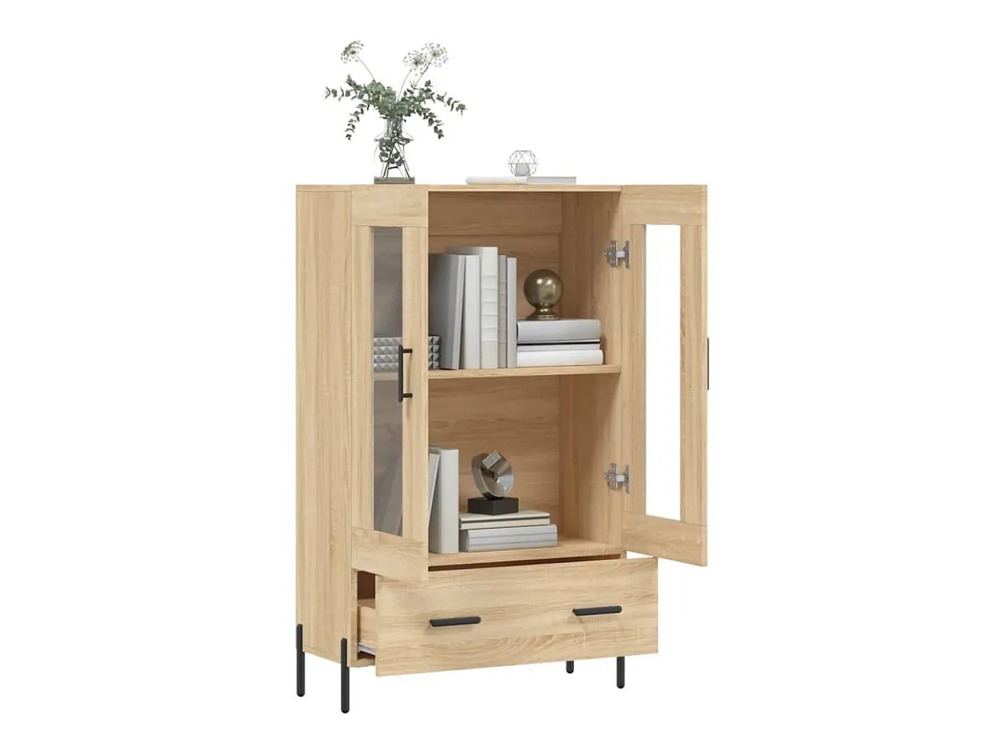 Aparador alto roble Sonoma 69,5x31x115 cm madera de ingeniería