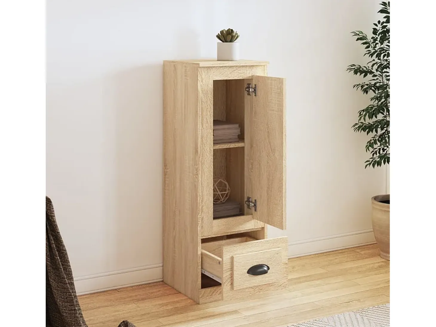 Aparador alto roble Sonoma 36x35,5x103,5 cm madera de ingeniería