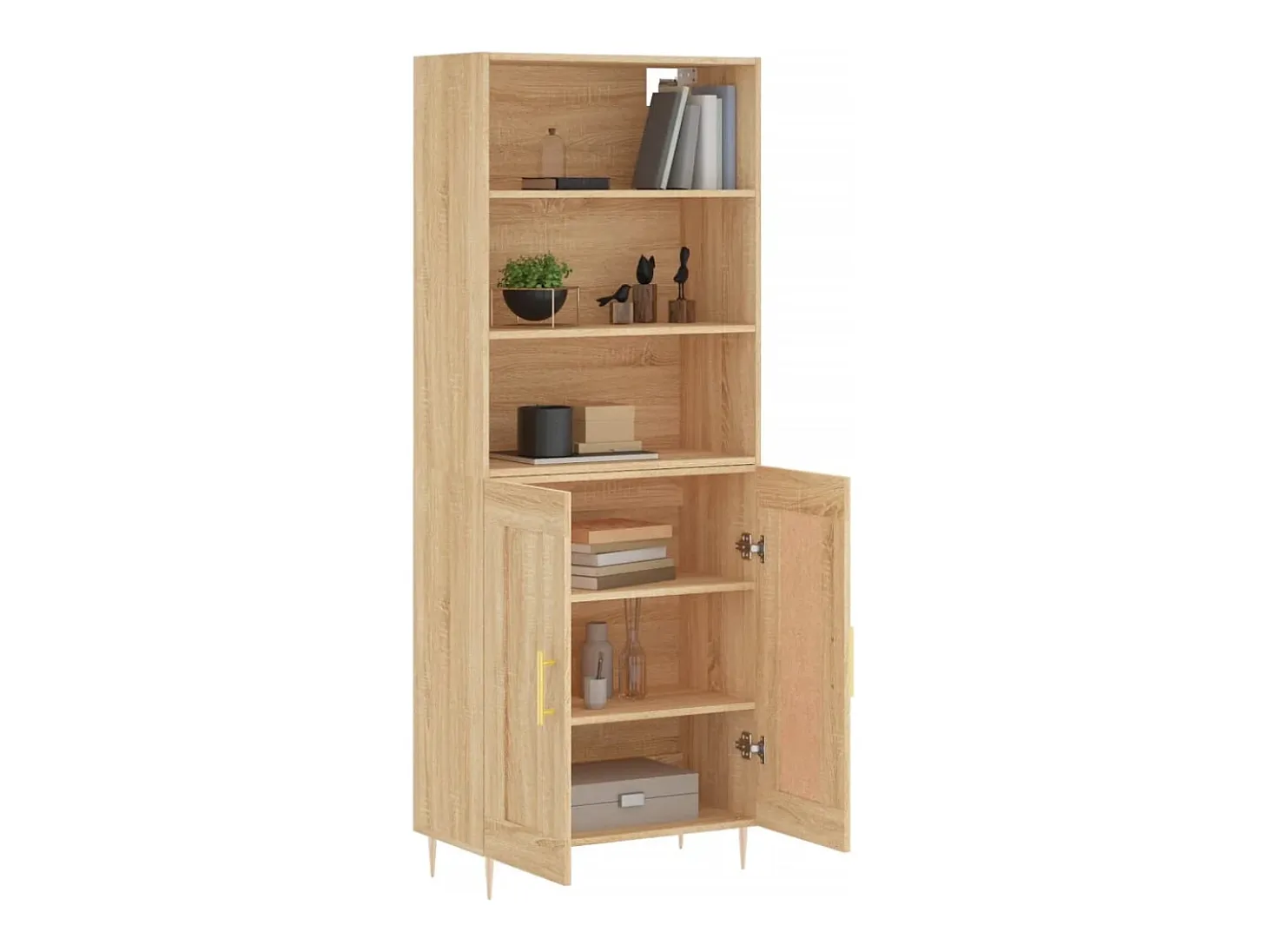 Aparador alto roble Sonoma 69,5x34x180 cm Madera de ingeniería