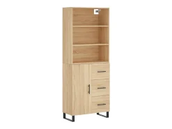 Aparador alto roble Sonoma 69,5x34x180 cm Madera de ingeniería