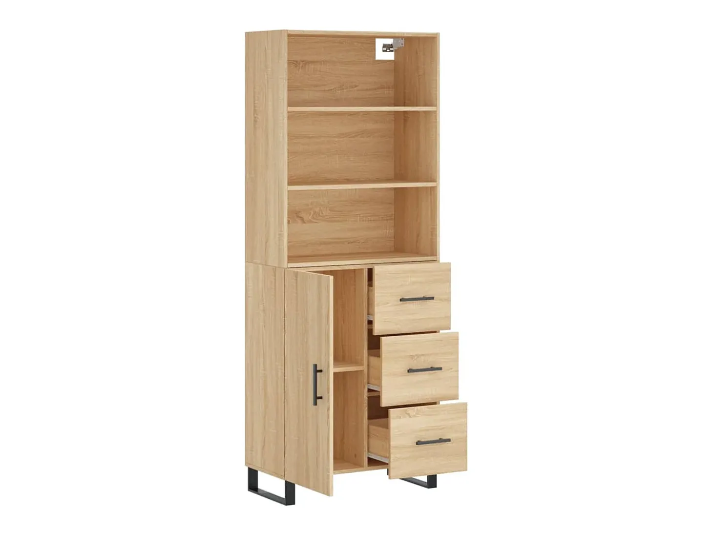 Aparador alto roble Sonoma 69,5x34x180 cm Madera de ingeniería