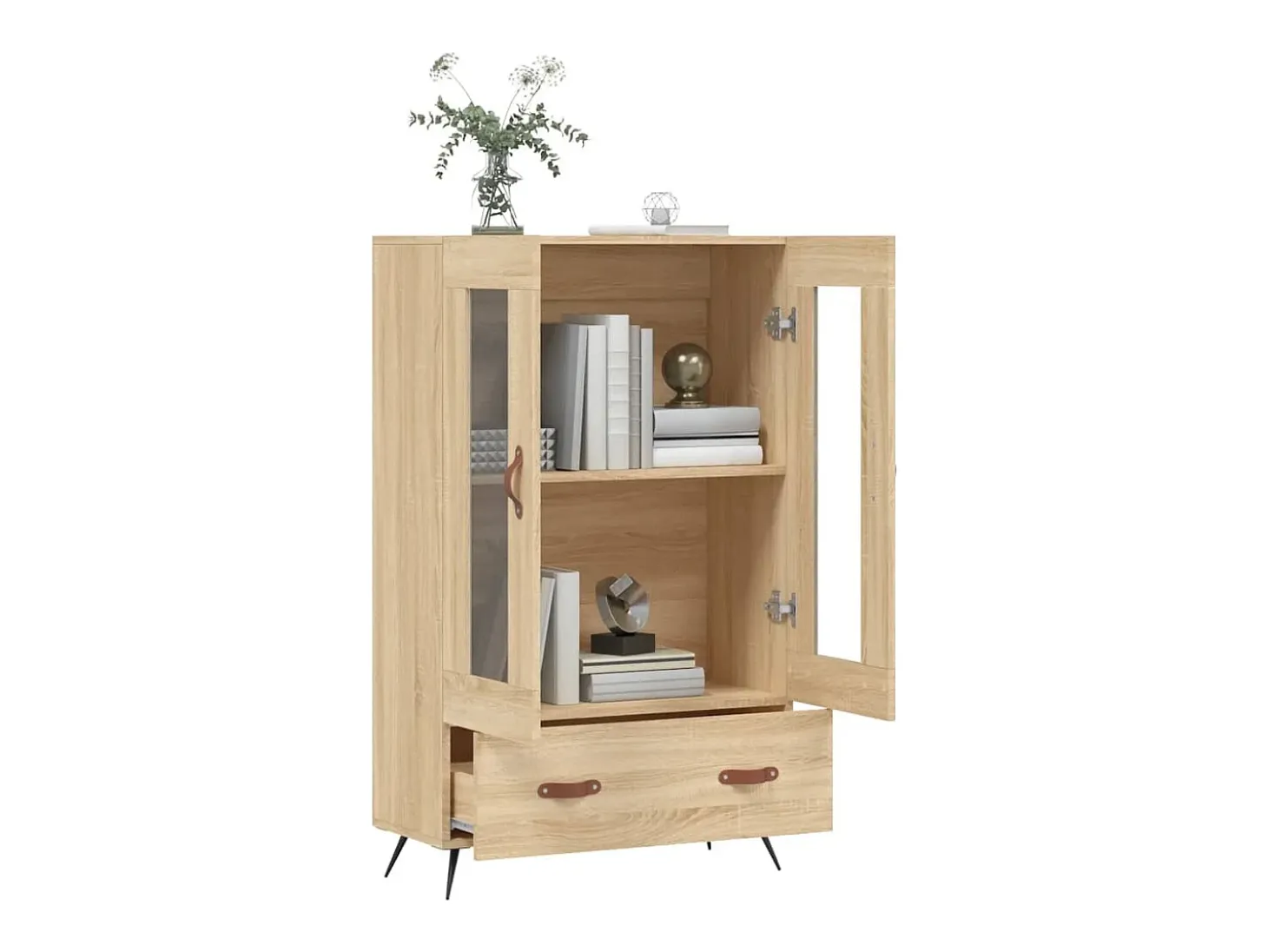Aparador alto roble Sonoma 69,5x31x115 cm madera de ingeniería