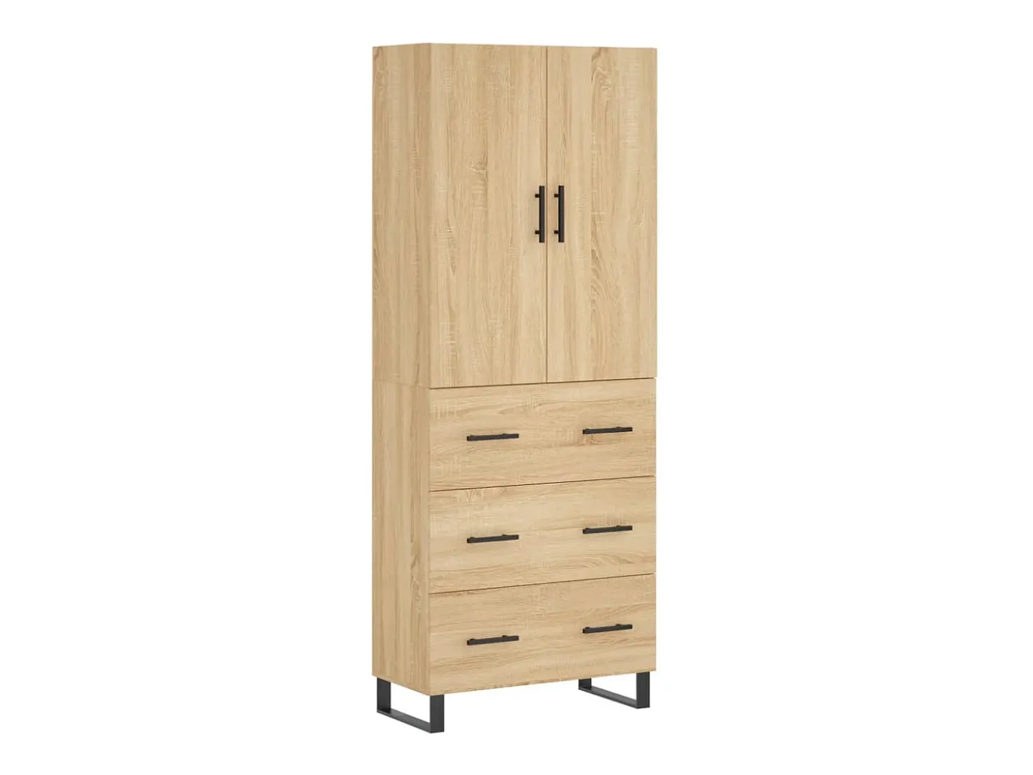 Aparador alto roble Sonoma 69,5x34x180 cm Madera de ingeniería