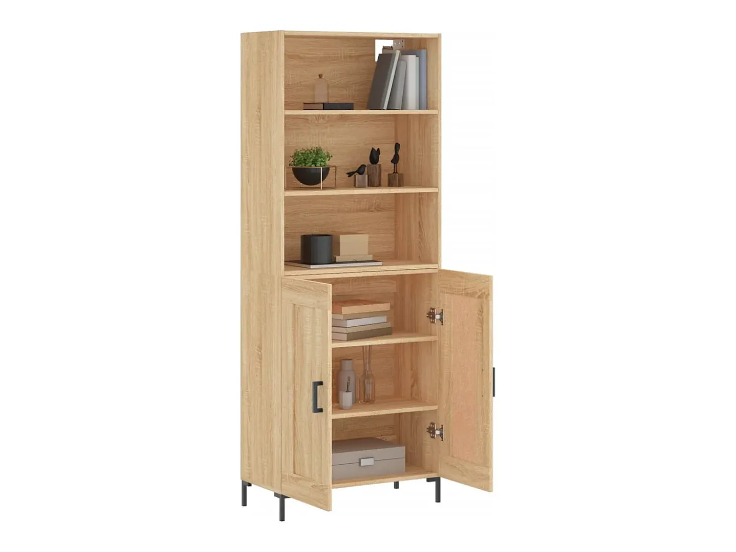 Aparador alto roble Sonoma 69,5x34x180 cm Madera de ingeniería