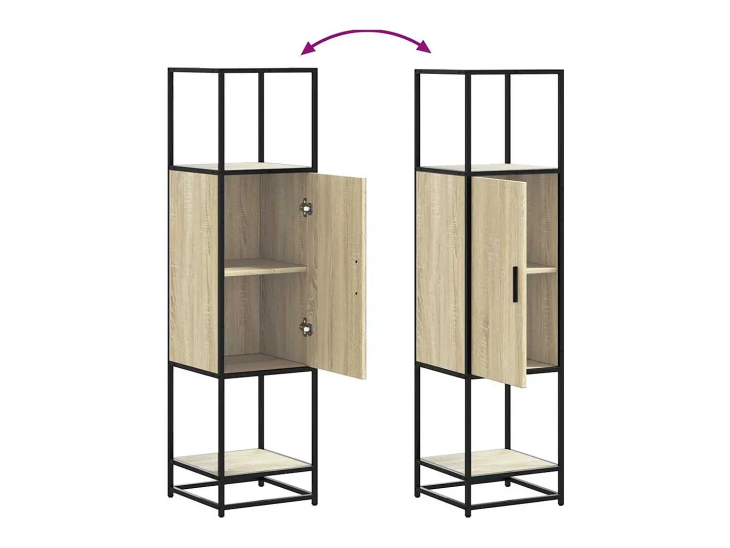 Aparador alto roble Sonoma 35,5x35x139 cm madera contrachapada metal
