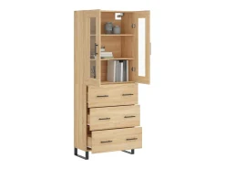 Aparador alto roble Sonoma 69,5x34x180 cm Madera de ingeniería