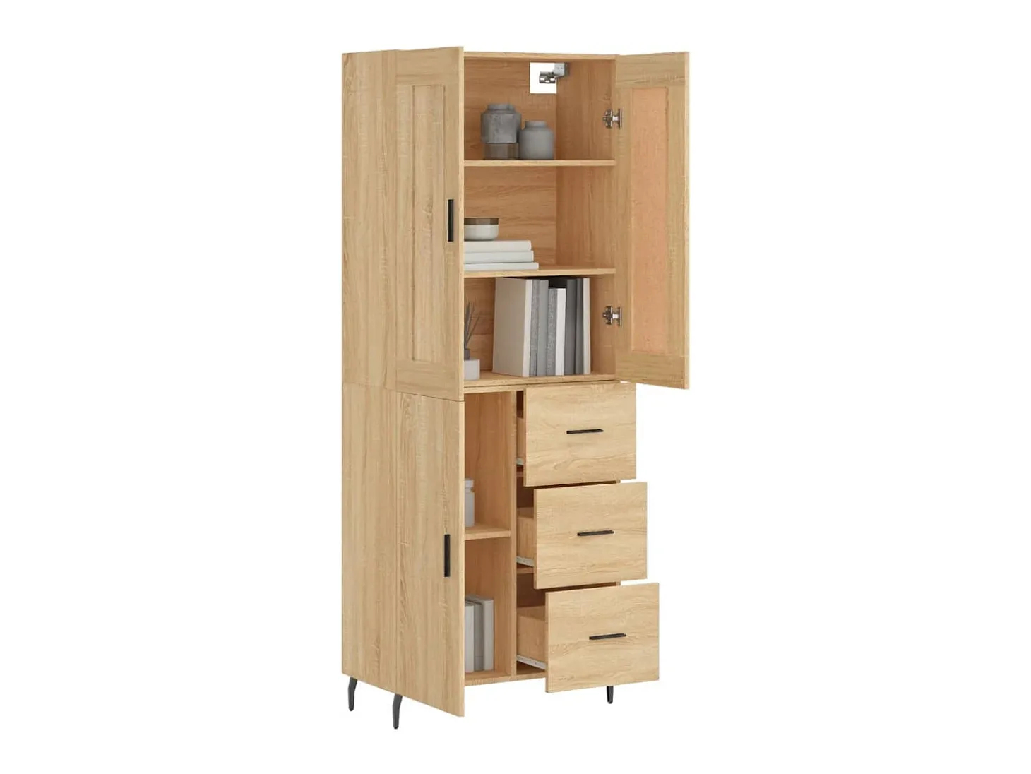 Aparador alto roble Sonoma 69,5x34x180 cm Madera de ingeniería