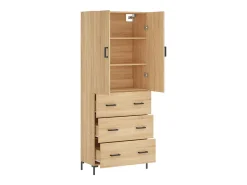 Aparador alto roble Sonoma 69,5x34x180 cm Madera de ingeniería