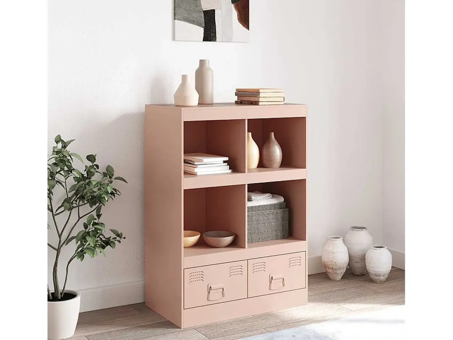 Aparador alto rosa 67x39x95 cm acero