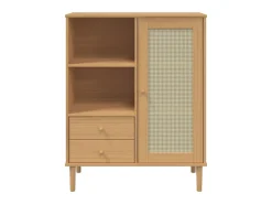 Aparador alto SENJA aspecto de ratán madera marrón 90x40x112 cm ES44824