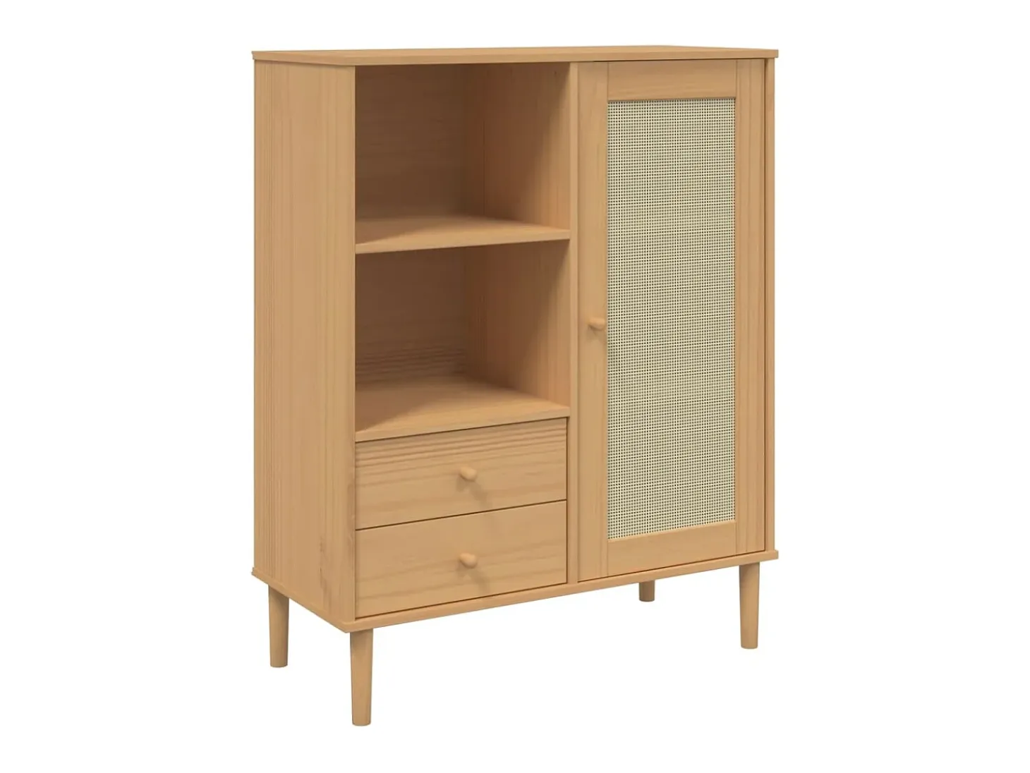 Aparador alto SENJA aspecto de ratán madera marrón 90x40x112 cm ES44824