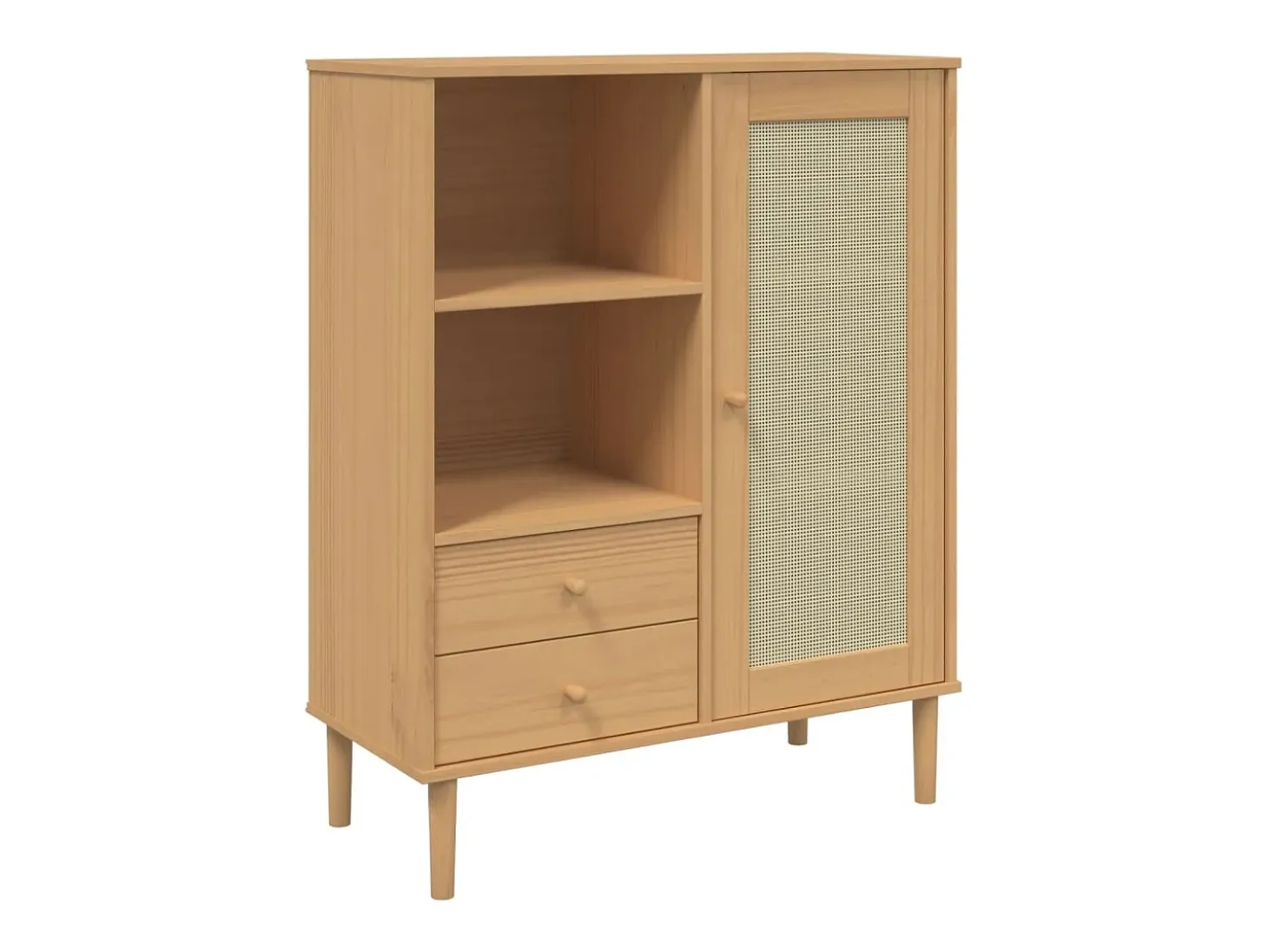 Aparador alto SENJA aspecto de ratán madera marrón 90x40x112 cm