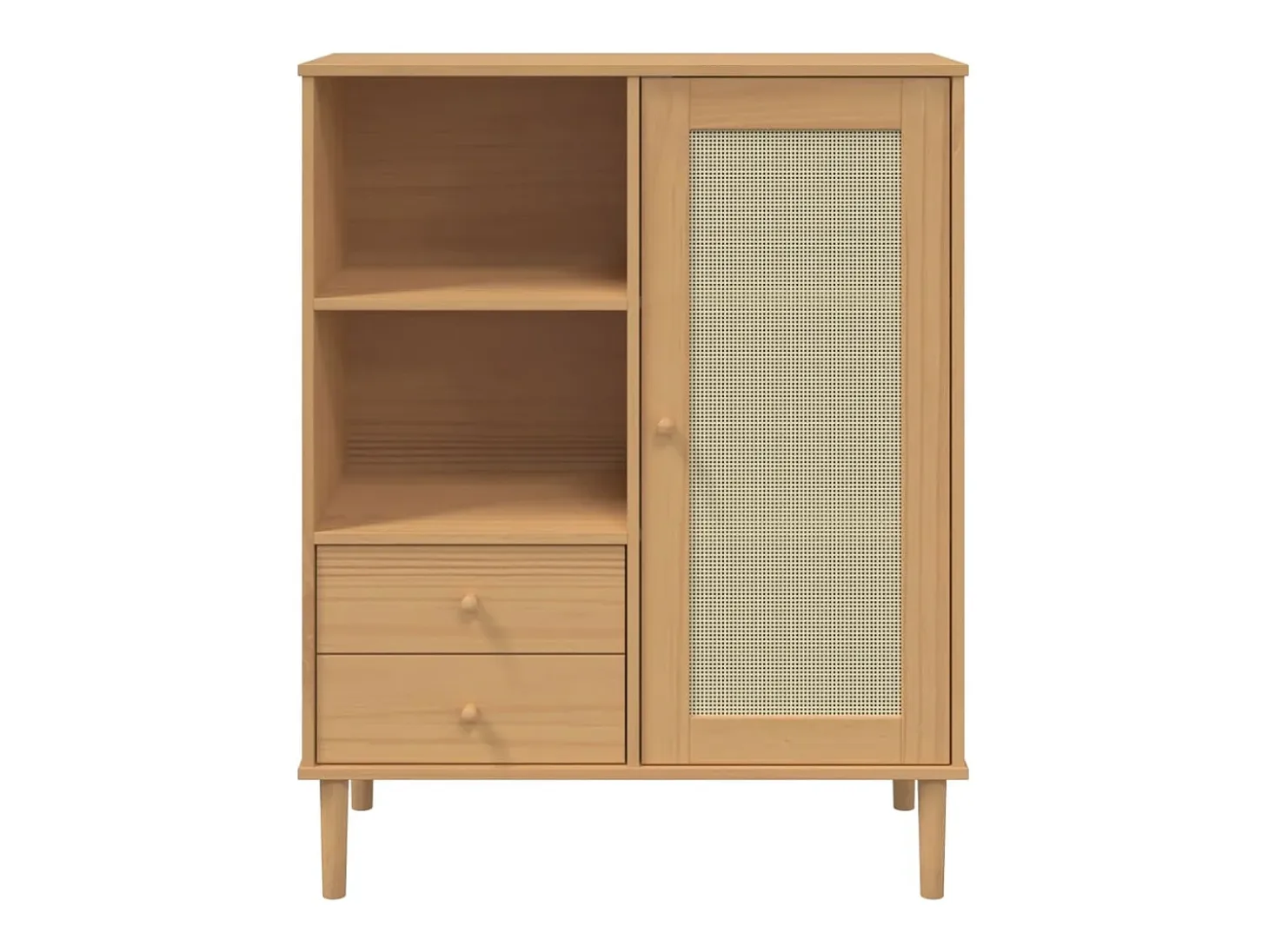 Aparador alto SENJA aspecto de ratán madera marrón 90x40x112 cm