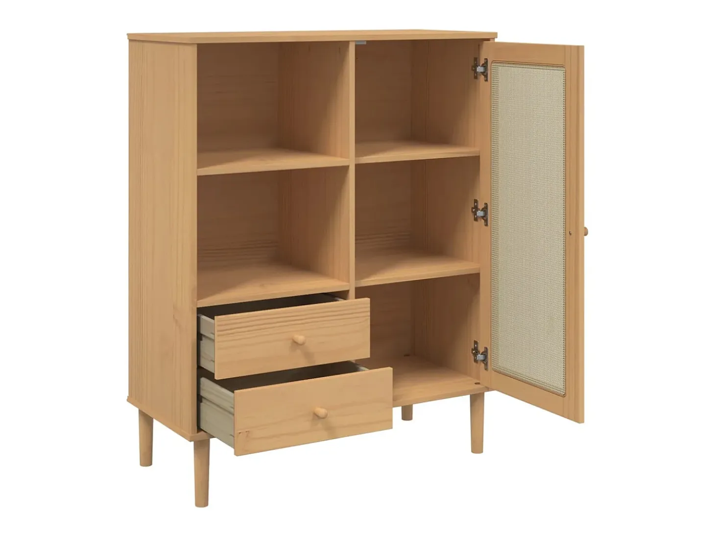 Aparador alto SENJA aspecto de ratán madera marrón 90x40x112 cm
