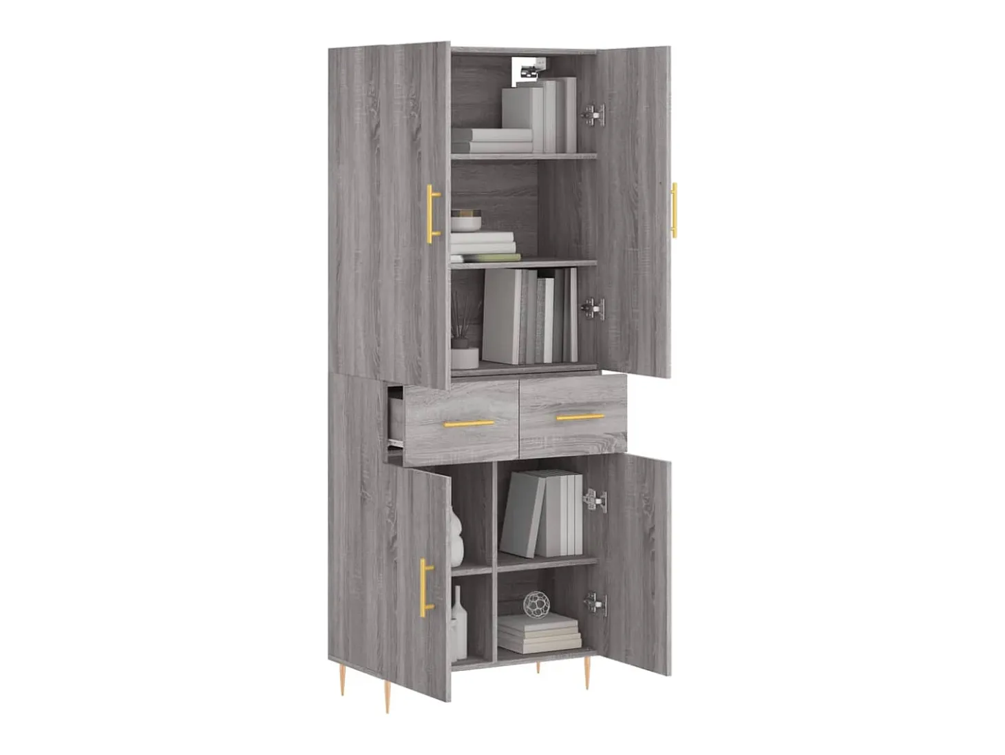 Aparador alto Sonoma gris 69,5x34x180 cm Madera de ingeniería