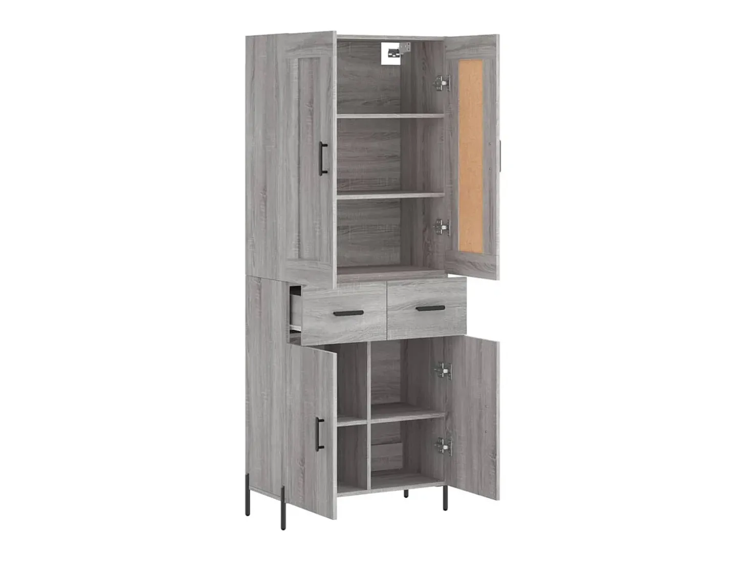 Aparador alto Sonoma gris 69,5x34x180 cm Madera de ingeniería