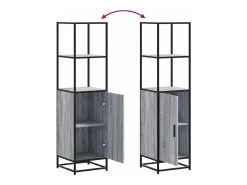 Aparador alto Sonoma gris 35,5x35x139 cm madera contrachapada metal