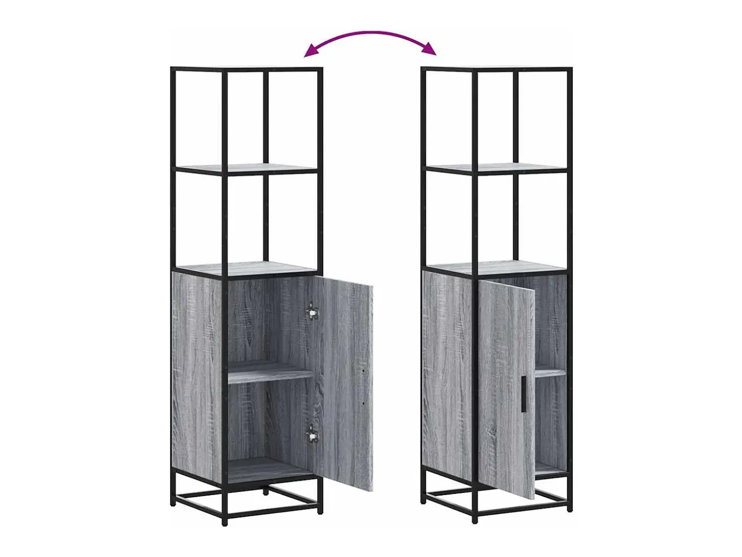 Aparador alto Sonoma gris 35,5x35x139 cm madera contrachapada metal