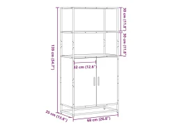 Aparador alto Sonoma gris 68x35x139 cm madera contrachapada y metal