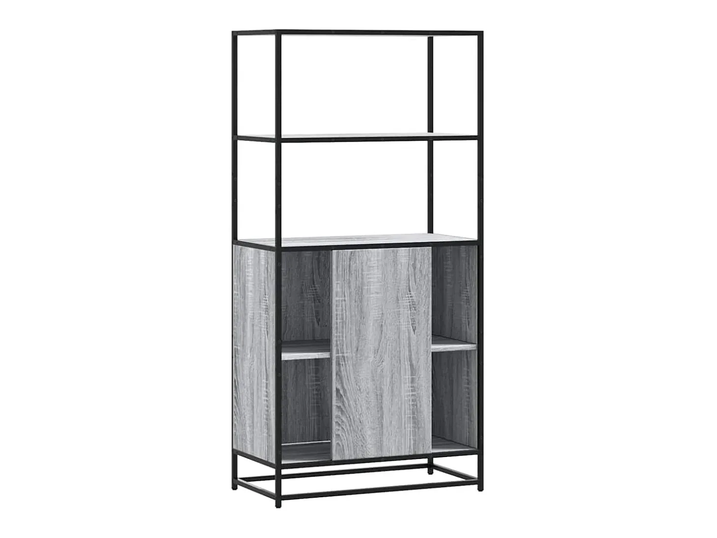 Aparador alto Sonoma gris 68x35x139 cm madera contrachapada y metal