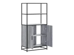 Aparador alto Sonoma gris 68x35x139 cm madera contrachapada y metal