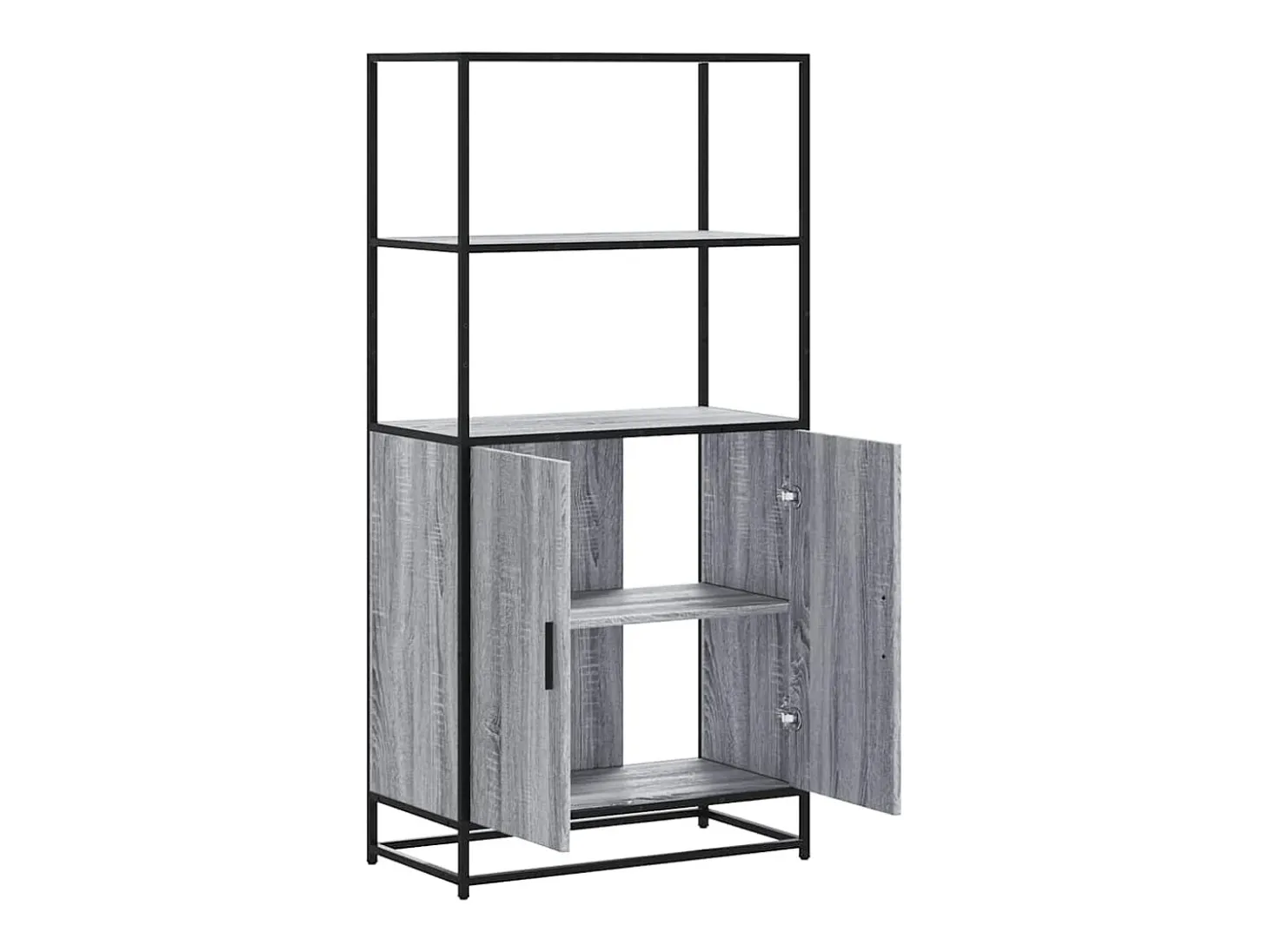 Aparador alto Sonoma gris 68x35x139 cm madera contrachapada y metal