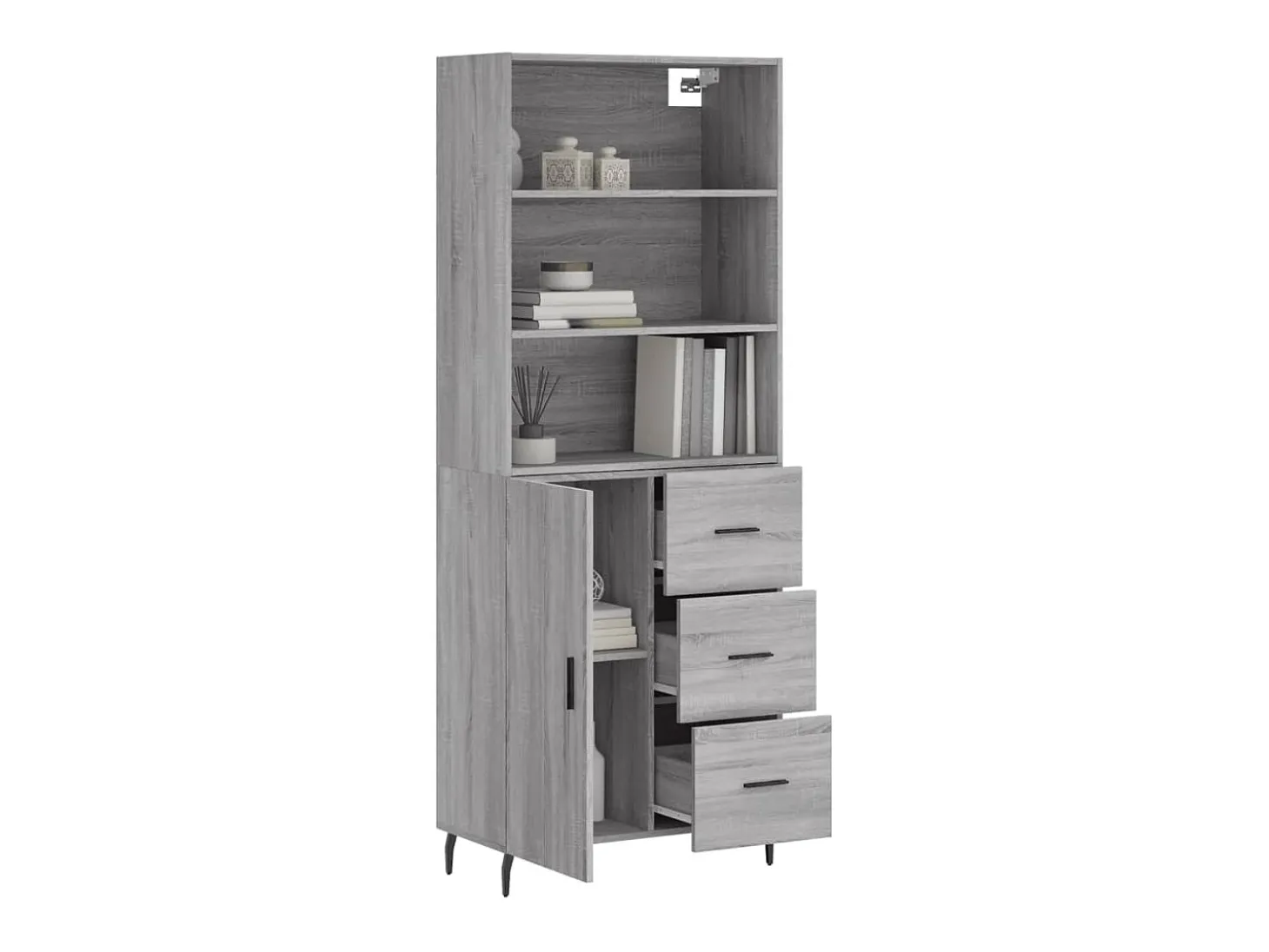Aparador alto Sonoma gris 69,5x34x180 cm Madera de ingeniería