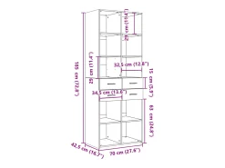 Aparador alto Sonoma gris 70x42,5x185 cm madera de ingeniería