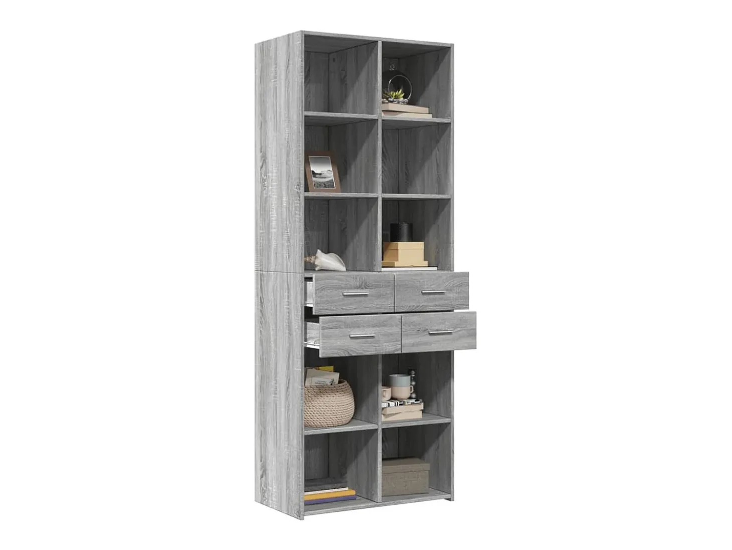 Aparador alto Sonoma gris 70x42,5x185 cm madera de ingeniería