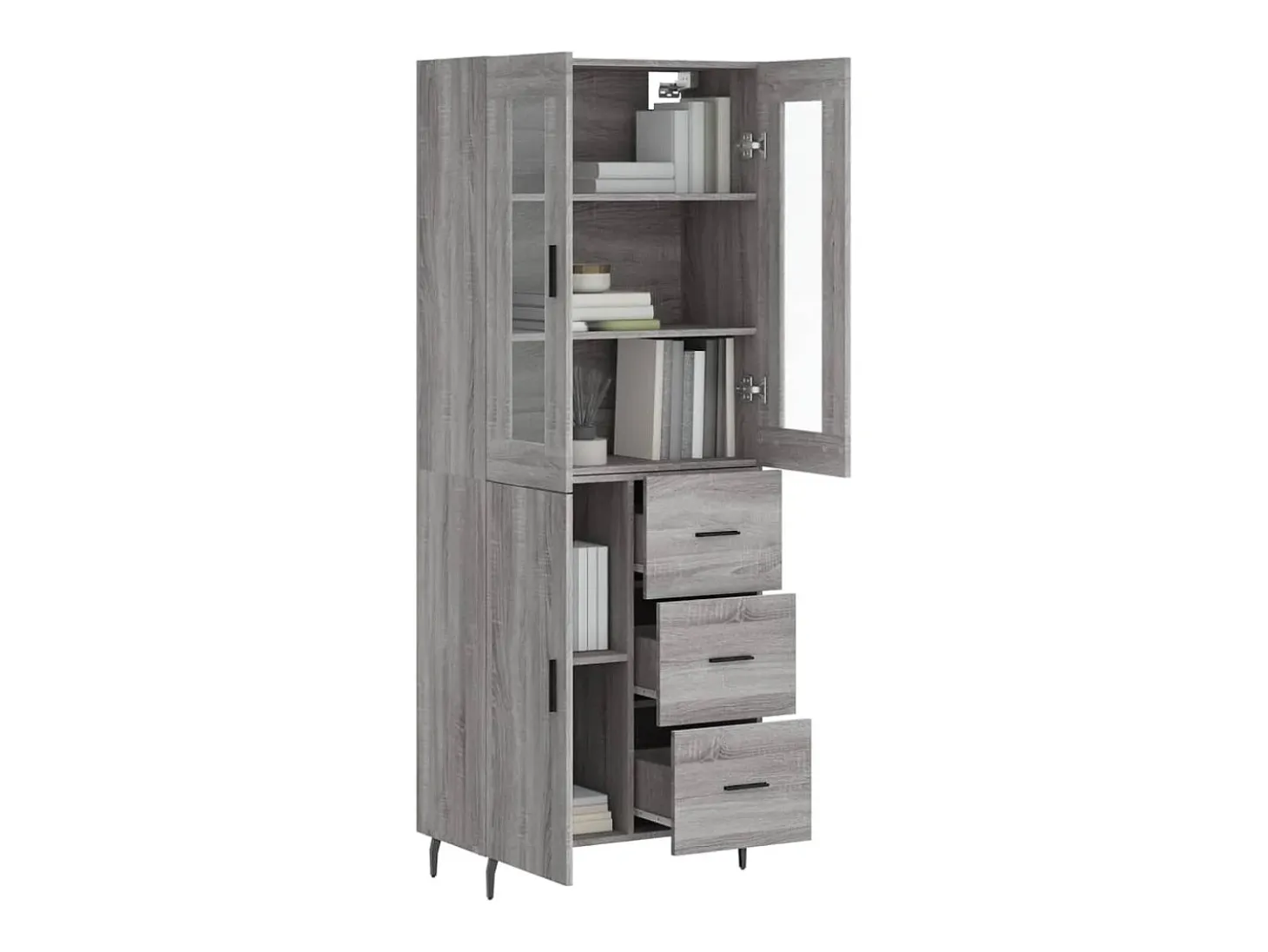 Aparador alto Sonoma gris 69,5x34x180 cm Madera de ingeniería