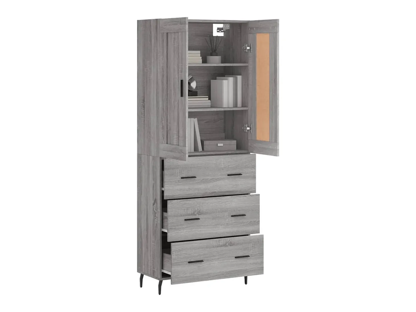Aparador alto Sonoma gris 69,5x34x180 cm Madera de ingeniería