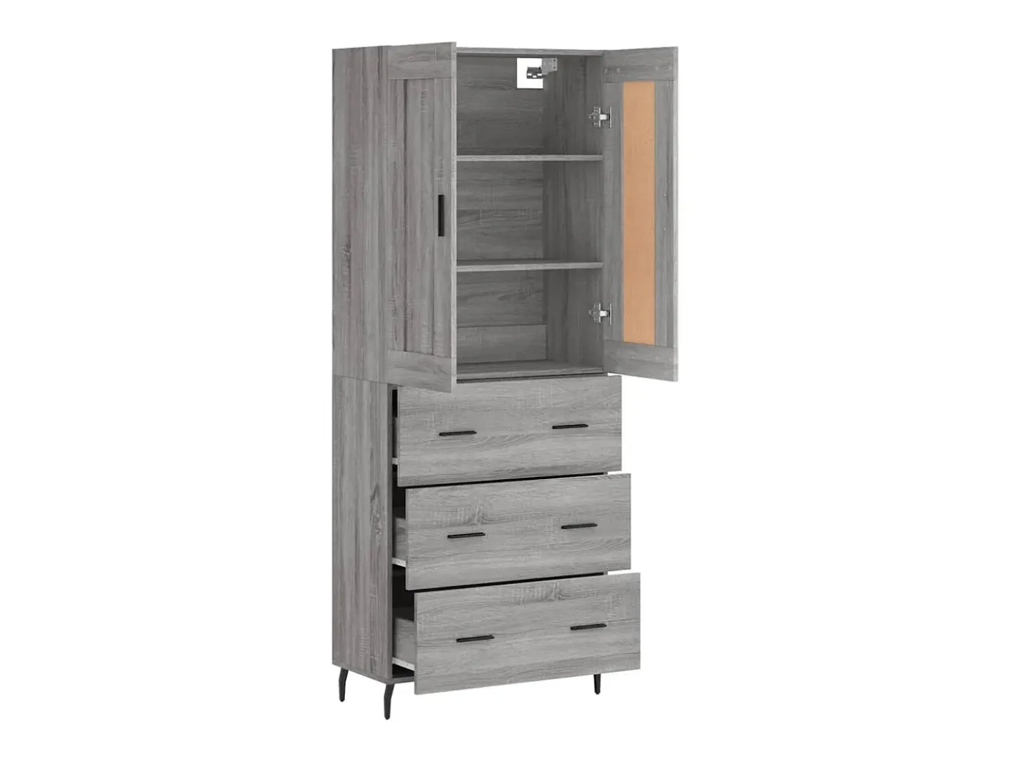 Aparador alto Sonoma gris 69,5x34x180 cm Madera de ingeniería