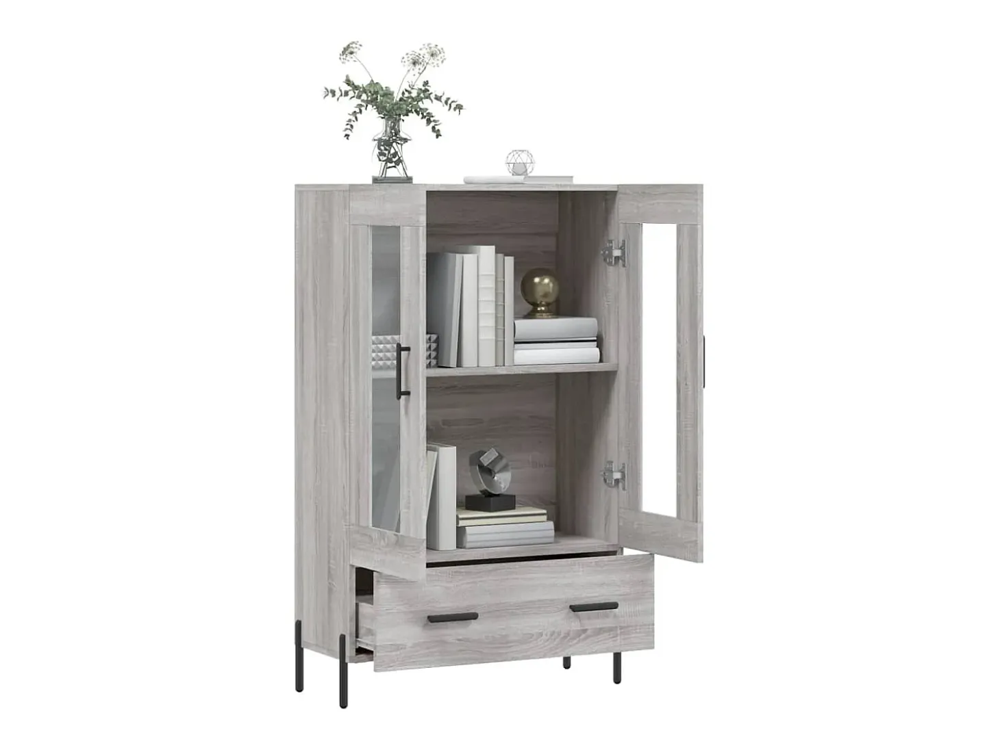 Aparador alto Sonoma gris 69,5x31x115 cm madera de ingeniería