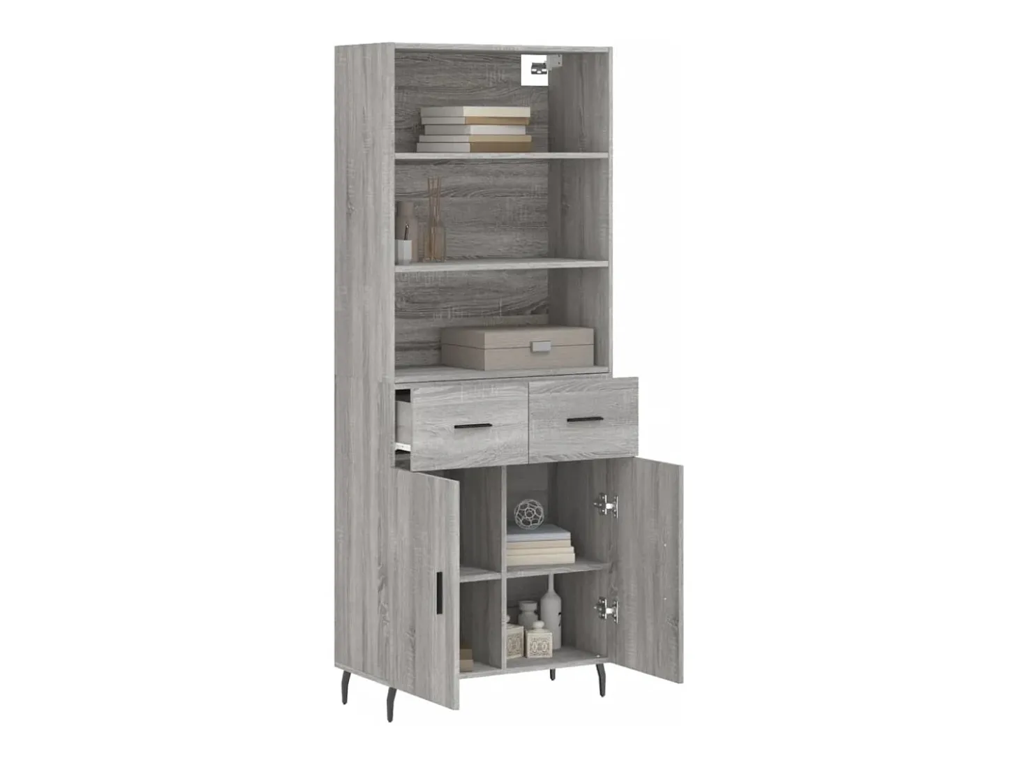 Aparador alto Sonoma gris 69,5x34x180 cm Madera de ingeniería
