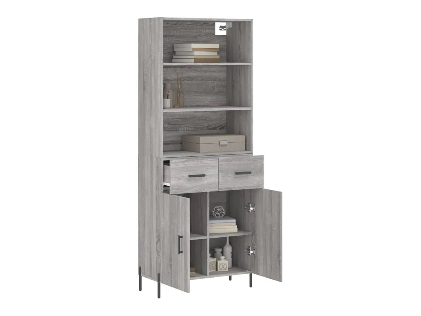 Aparador alto Sonoma gris 69,5x34x180 cm Madera de ingeniería