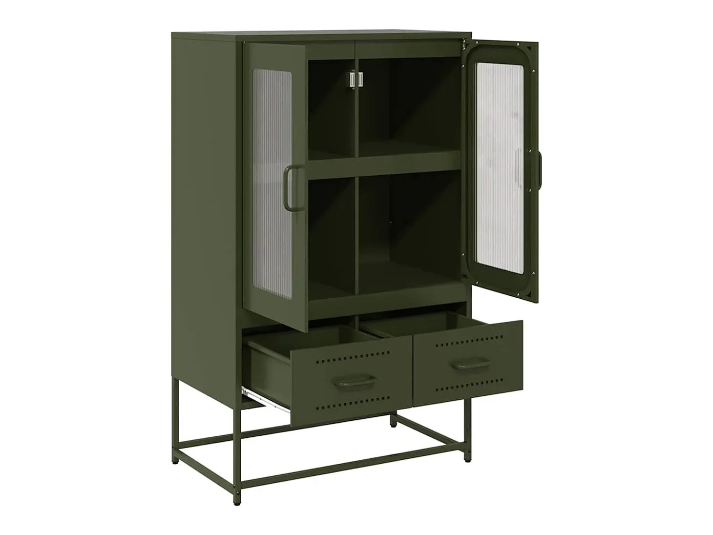 Aparador alto verde oliva 68x39x111,5 cm acero