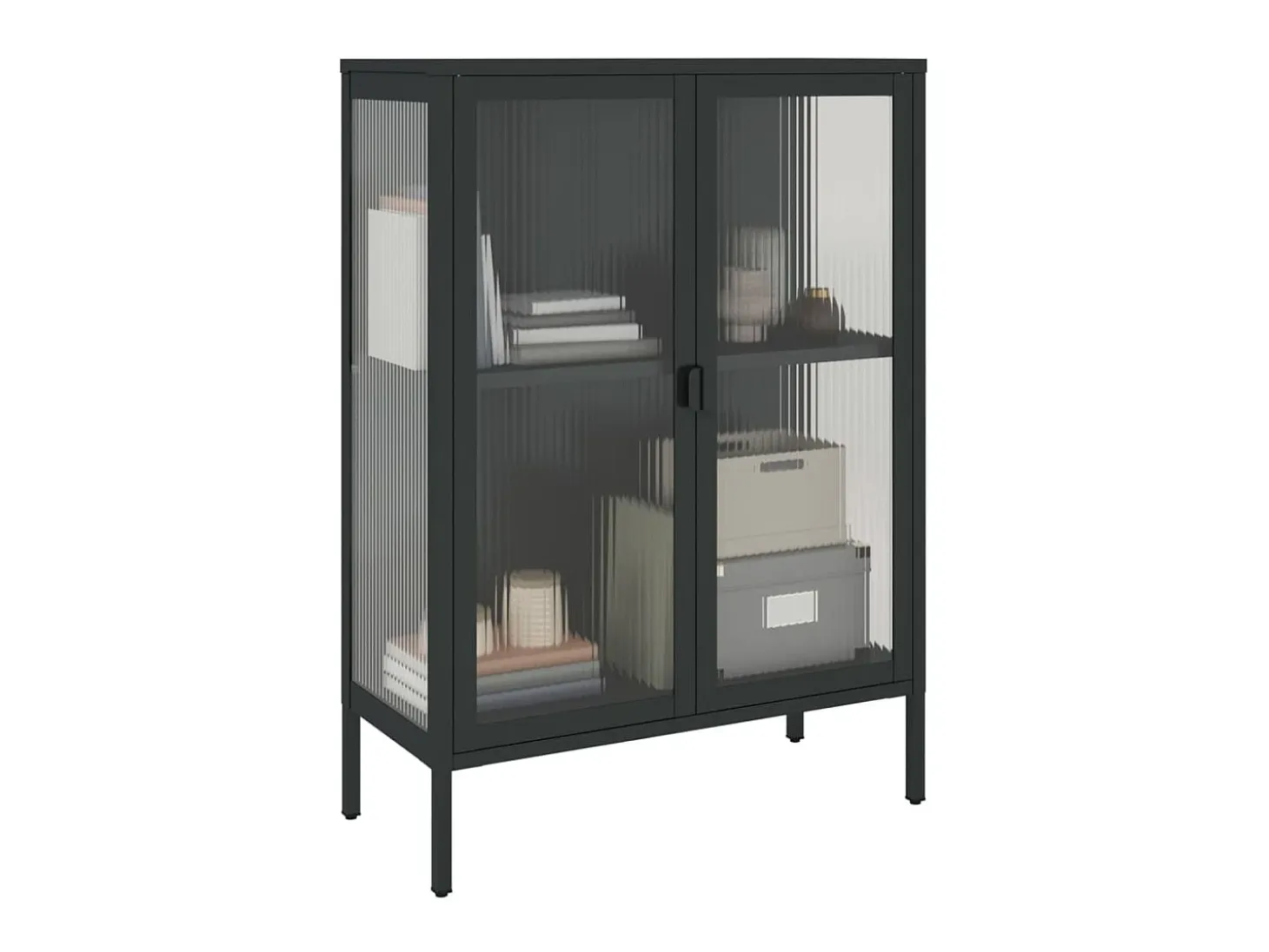 Aparador alto vidrio y acero negro 75x35x105 cm ES84312