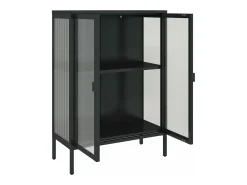 Aparador alto vidrio y acero negro 75x35x105 cm