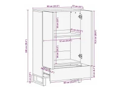 Aparador alto 60x33,5x100 cm en madera maciza de mango
