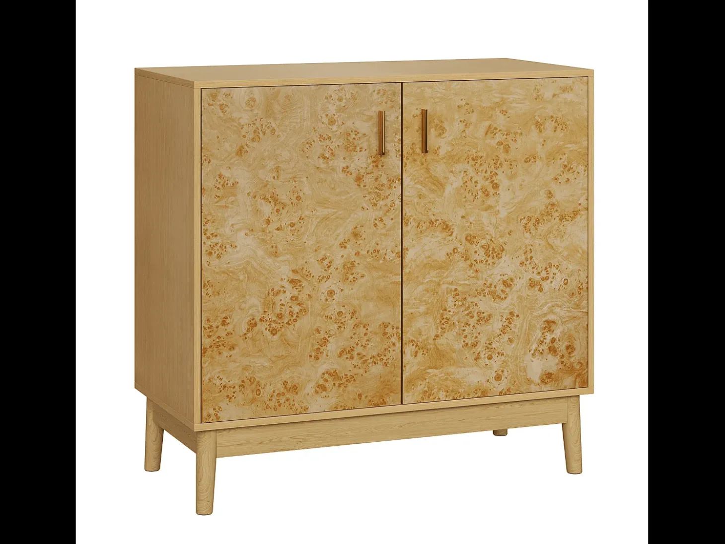 Aparador amarillo - Aparador con 2 puertas y estantes regulables - para salón y recibidor