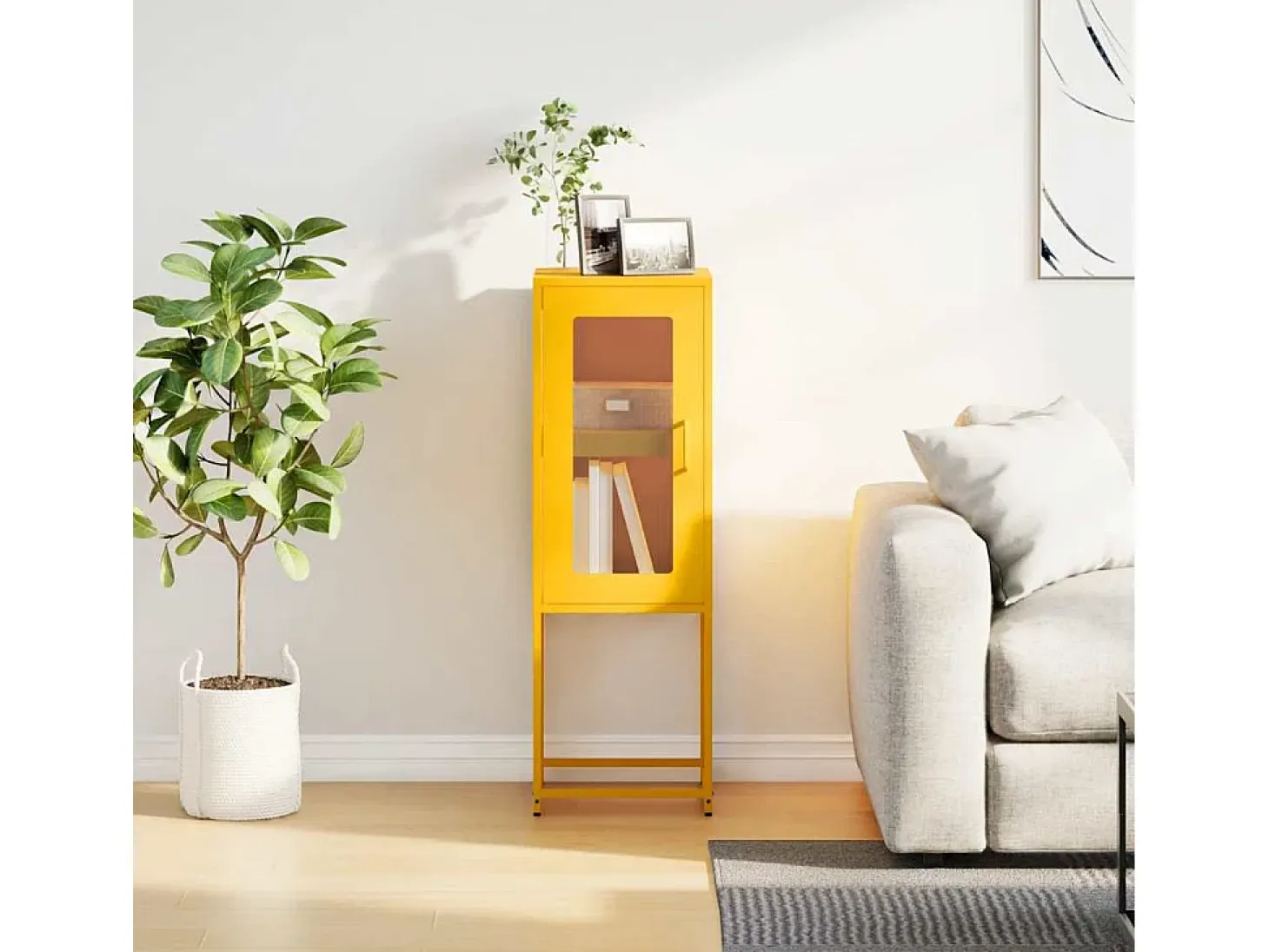 Aparador amarillo mostaza 36x39x107 cm acero laminado en frío