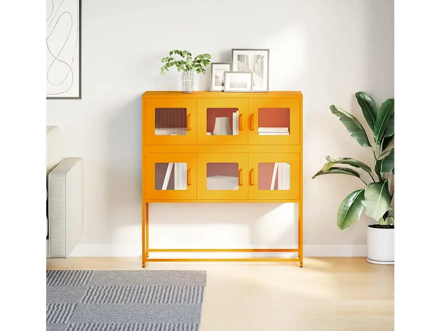 Aparador amarillo mostaza 100,5x39x107 cm acero laminado en frío