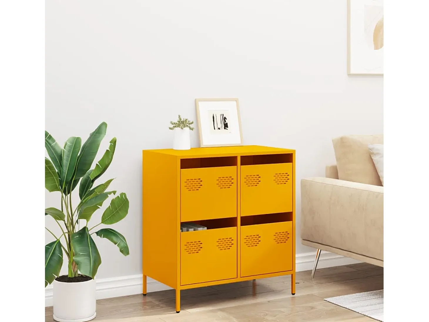 Aparador amarillo mostaza 68x39x73,5 cm acero laminado en frío