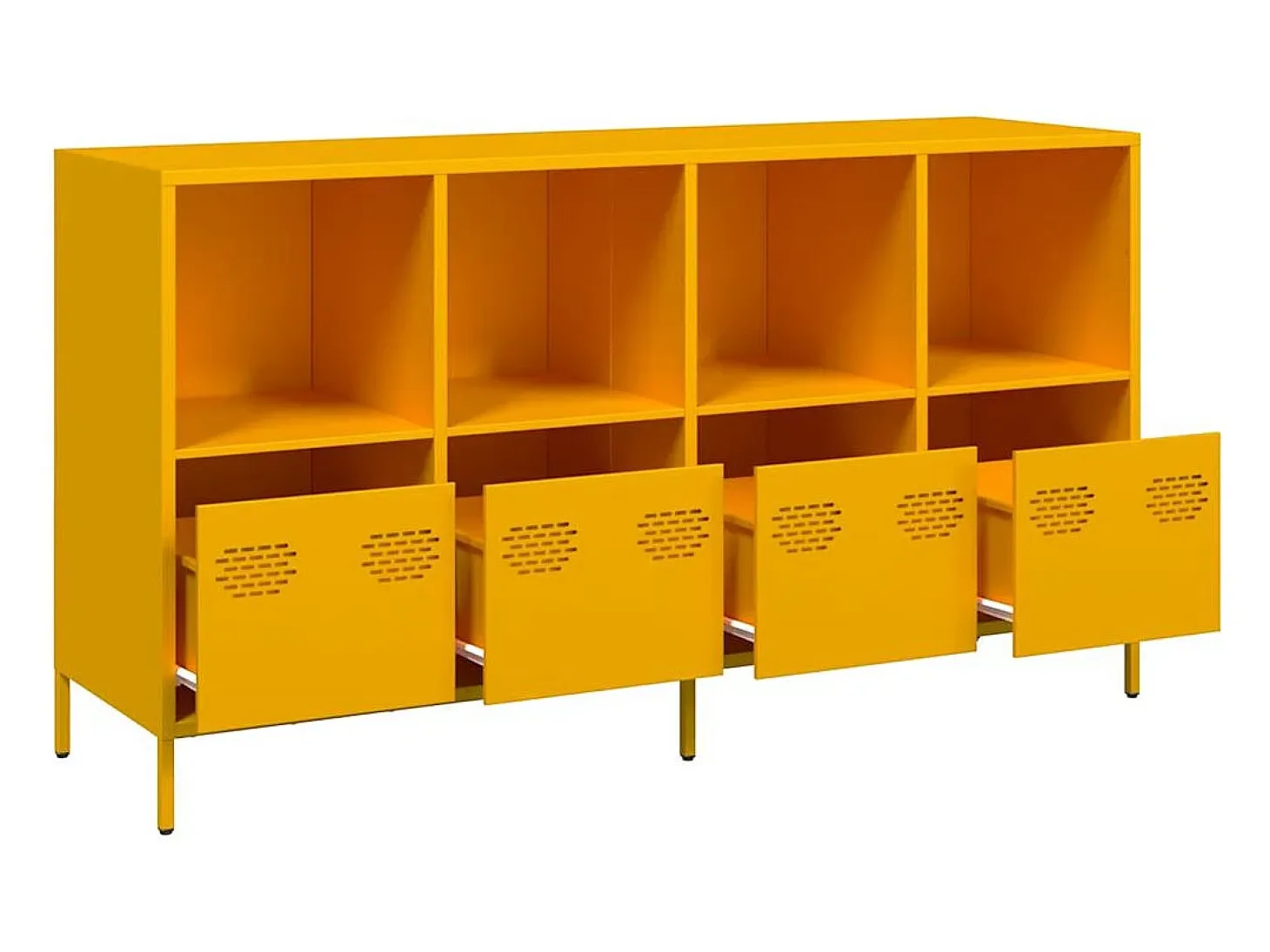 Aparador amarillo mostaza 135x39x73,5 cm acero laminado en frío