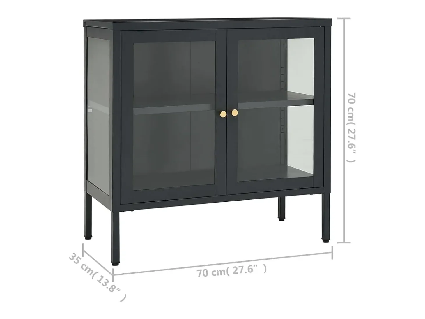Aparador Antracita 70x35x70 cm Acero y cristal