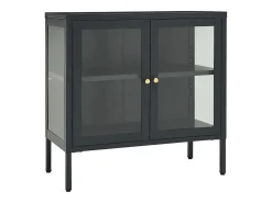 Aparador Antracita 70x35x70 cm Acero y cristal
