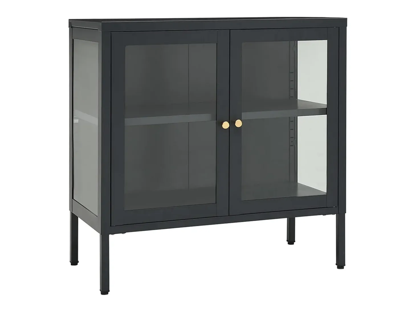 Aparador Antracita 70x35x70 cm Acero y cristal